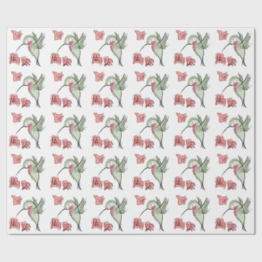 Whimsy Hummingbird (white) Wrapping Paper Cadeaupapier (Vlak)