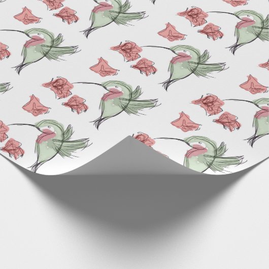 Whimsy Hummingbird (white) Wrapping Paper Cadeaupapier (Hoek)