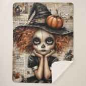 Whimsy in Mourning: De pompoenogen Reverie Sherpa Deken (Voorkant)