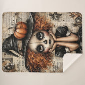 Whimsy in Mourning: De pompoenogen Reverie Sherpa Deken (Voorkant (horizontaal))