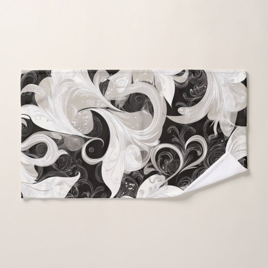 Whimsy in zwarte en crème barokke wervelingen handdoek (Handdoek)