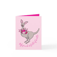 Whimsy kangaroo hearts valentines card