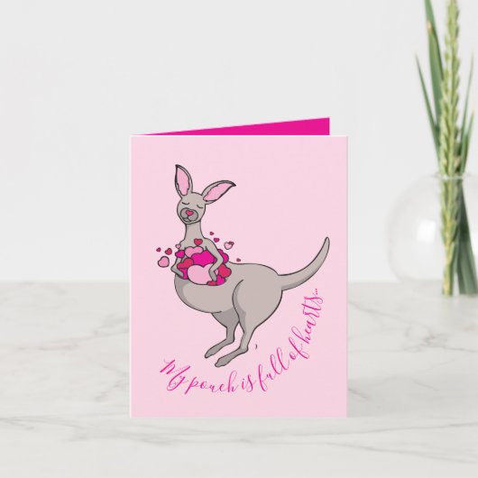 Whimsy kangaroo hearts valentines card feestdagen kaart (Voorkant)