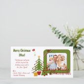 Whimsy kerstbomen, Bird, Stripes-fotokaart Feestdagenkaart (Staand voorkant)