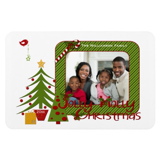 Whimsy kerstbomen, Bird, Stripes Photo Magnet Magneet (Horizontaal)