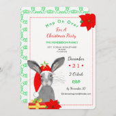 Whimsy KerstBunny Rabbit Invite Kaart (Voorkant / Achterkant)