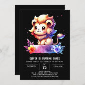 Whimsy Kinder leeuwenverjaardag Kaart (Voorkant / Achterkant)