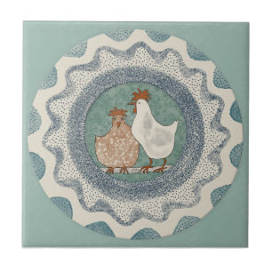 Whimsy Kippen Mint Blauwe Terracotta Teal Aqua Tegeltje