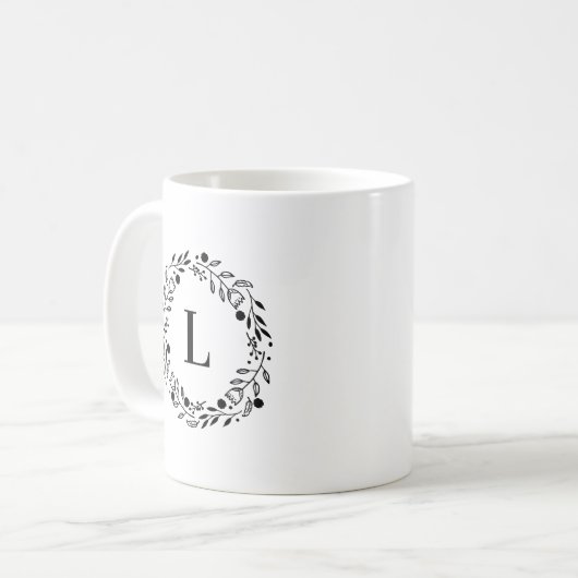 Whimsy krans monogram koffiemok (Voorkant links)