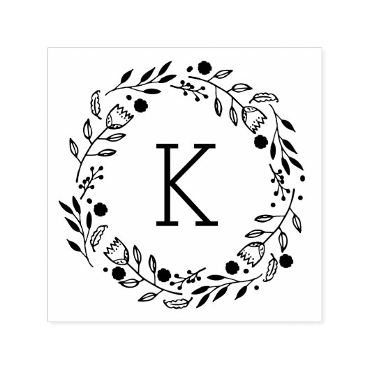 Whimsy krans monogram zelf-inkt stempel (Design)