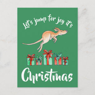 Whimsy kunst kangoeroe springen kerst briefkaart