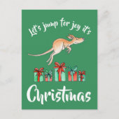 Whimsy kunst kangoeroe springen kerst briefkaart (Voorkant)