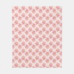 Whimsy Leaf Red Pink Fleece Deken