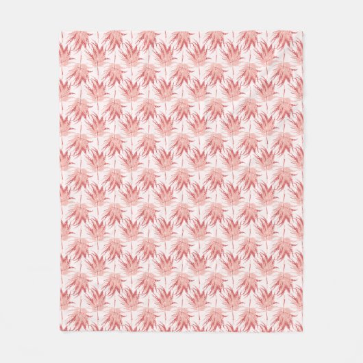 Whimsy Leaf Red Pink Fleece Deken (Voorkant)