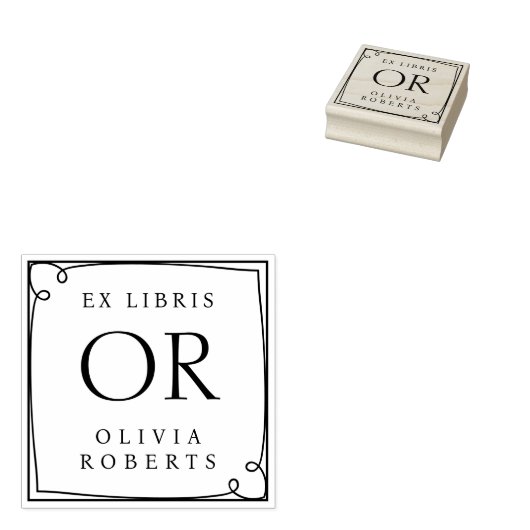 Whimsy Lijst Custom Name Monogram Ex Libris Rubberstempel (Gestempeld)