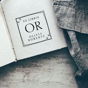 Whimsy Lijst Custom Name Monogram Ex Libris Rubberstempel