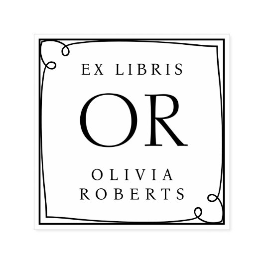 Whimsy Lijst Custom Name Monogram Ex Libris Zelfinktende Stempel (Design)