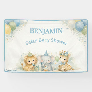 Whimsy Lion Elephant Giraffe Pastel Boy Party Spandoek