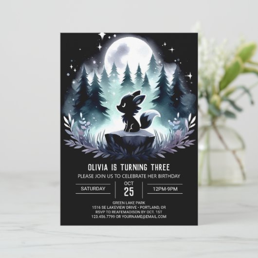 Whimsy Little Wolf Verjaardag Kaart (Staand voorkant)