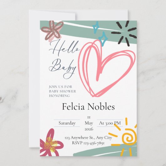 Whimsy Love Baby shower Invitation Kaart (Voorkant)