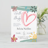 Whimsy Love Baby shower Invitation Kaart (Staand voorkant)