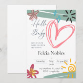 Whimsy Love Baby shower Invitation Kaart (Voorkant / Achterkant)
