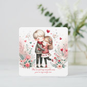 Whimsy Loving Valentine Couple  Feestdagenkaart (Staand voorkant)