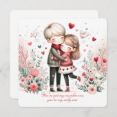 Whimsy Loving Valentine Couple  Feestdagenkaart (Voorkant / Achterkant)