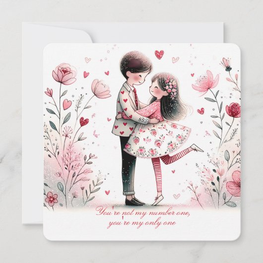 Whimsy Loving Valentine Couple  Feestdagenkaart (Voorkant)