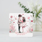 Whimsy Loving Valentine Couple  Feestdagenkaart (Staand voorkant)