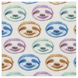 Whimsy luiaard gezicht veelkleurige waterverf patr stof