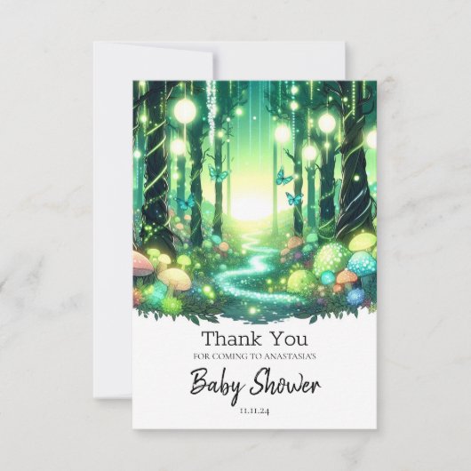 Whimsy Magical Enchanted Forest Baby shower Bedankkaart (Voorkant)