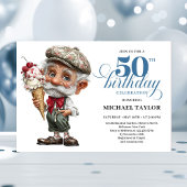 Whimsy Man 50th Birthday Bash Humor Invitation Kaart