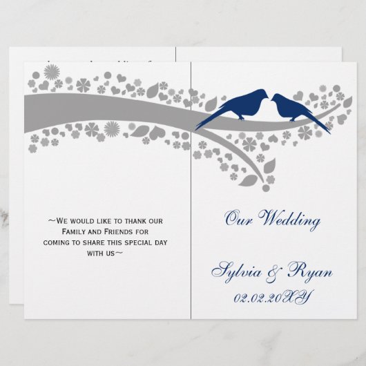 whimsy marineblauw lovevogels vouwen Weddenschap (Voorkant / Achterkant)