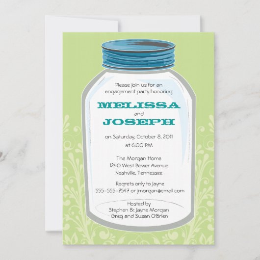 Whimsy Mason Jar Engagement Party Kaart (Voorkant)