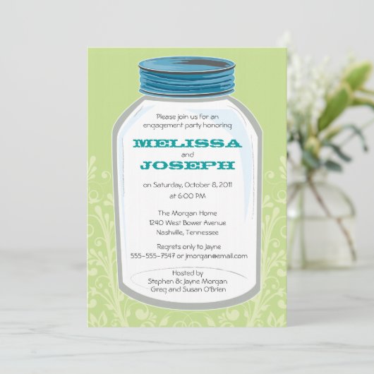 Whimsy Mason Jar Engagement Party Kaart (Staand voorkant)