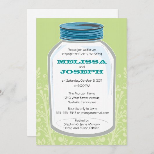 Whimsy Mason Jar Engagement Party Kaart (Voorkant / Achterkant)