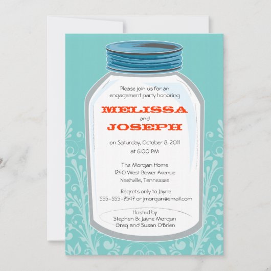 Whimsy Mason Jar Engagement Party Kaart (Voorkant)