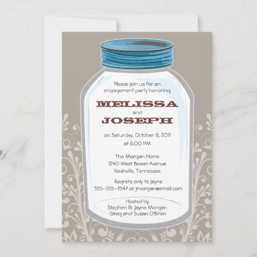 Whimsy Mason Jar Engagement Party Kaart (Voorkant)