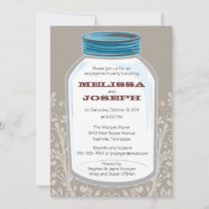 Whimsy Mason Jar Engagement Party Kaart