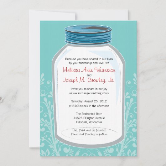 Whimsy Mason Jar Wedding Kaart (Voorkant)