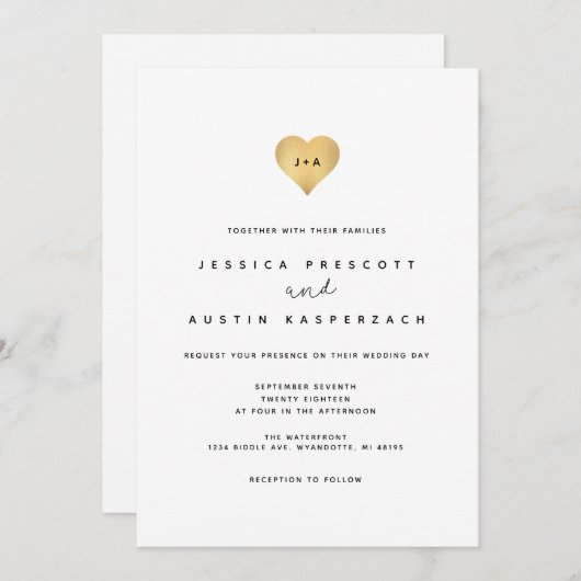 Whimsy Minimalist Wedding Invitation Kaart (Voorkant / Achterkant)