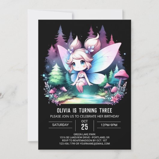 Whimsy Modern Fairy Verjaardag Kaart (Voorkant)