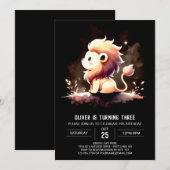 Whimsy Modern Lion Verjaardag Kaart (Voorkant / Achterkant)