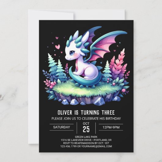 Whimsy Natuur Dragon Verjaardag Kaart (Voorkant)