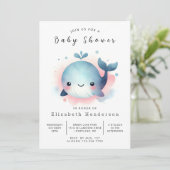 Whimsy Online Whale Baby shower Kaart (Staand voorkant)