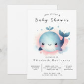 Whimsy Online Whale Baby shower Kaart (Voorkant / Achterkant)