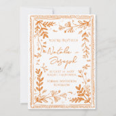 Whimsy Orange Drawn Floral Garden Save The Date (Achterkant)