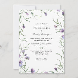 Whimsy Paarse Floral Wedding Kaart