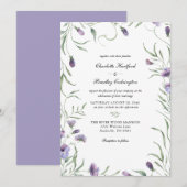 Whimsy Paarse Floral Wedding Kaart (Voorkant / Achterkant)